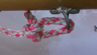 Bowline attached to an eyelet.